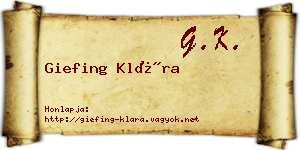 Giefing Klára névjegykártya